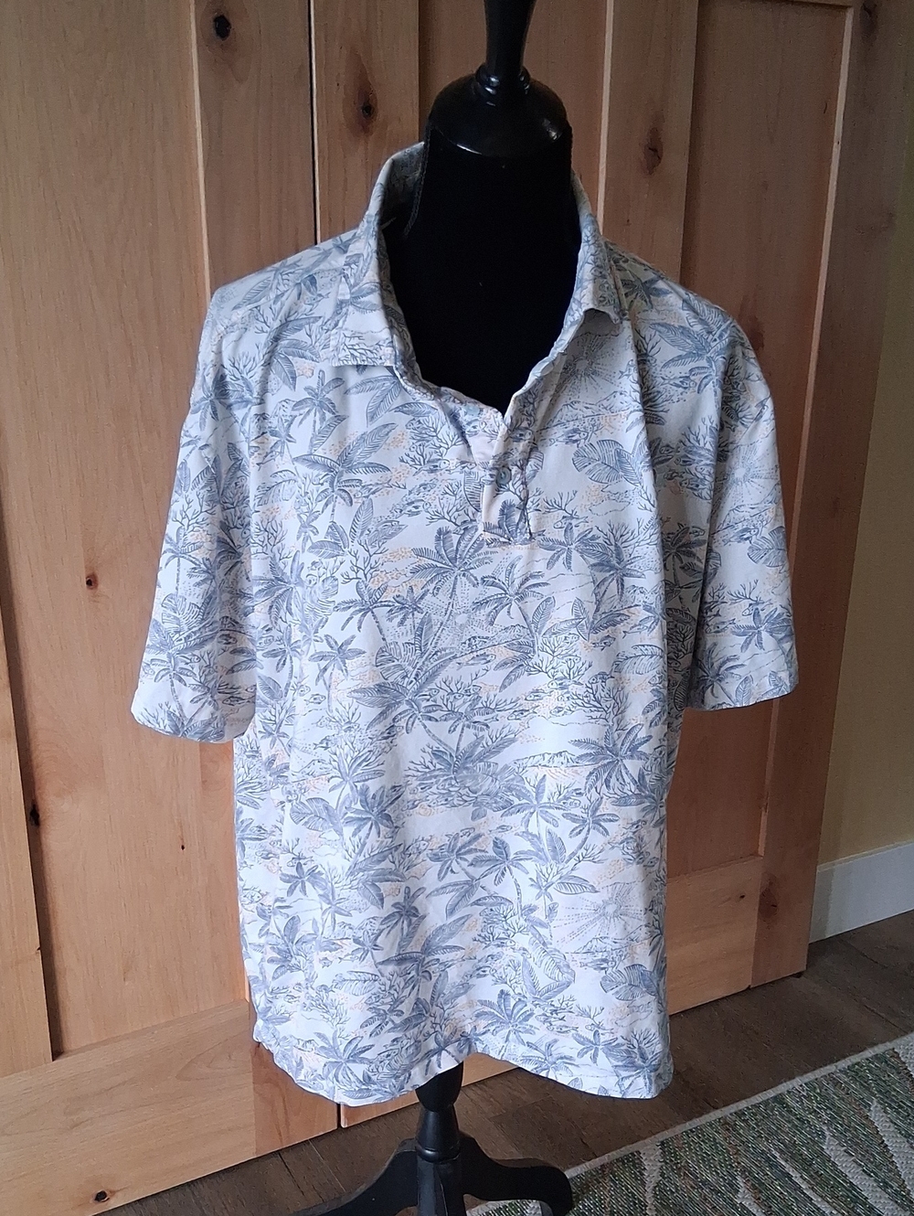 Tori RIchard Mens XL Passport Performance Polo Hawaiian Print Polo Shirt